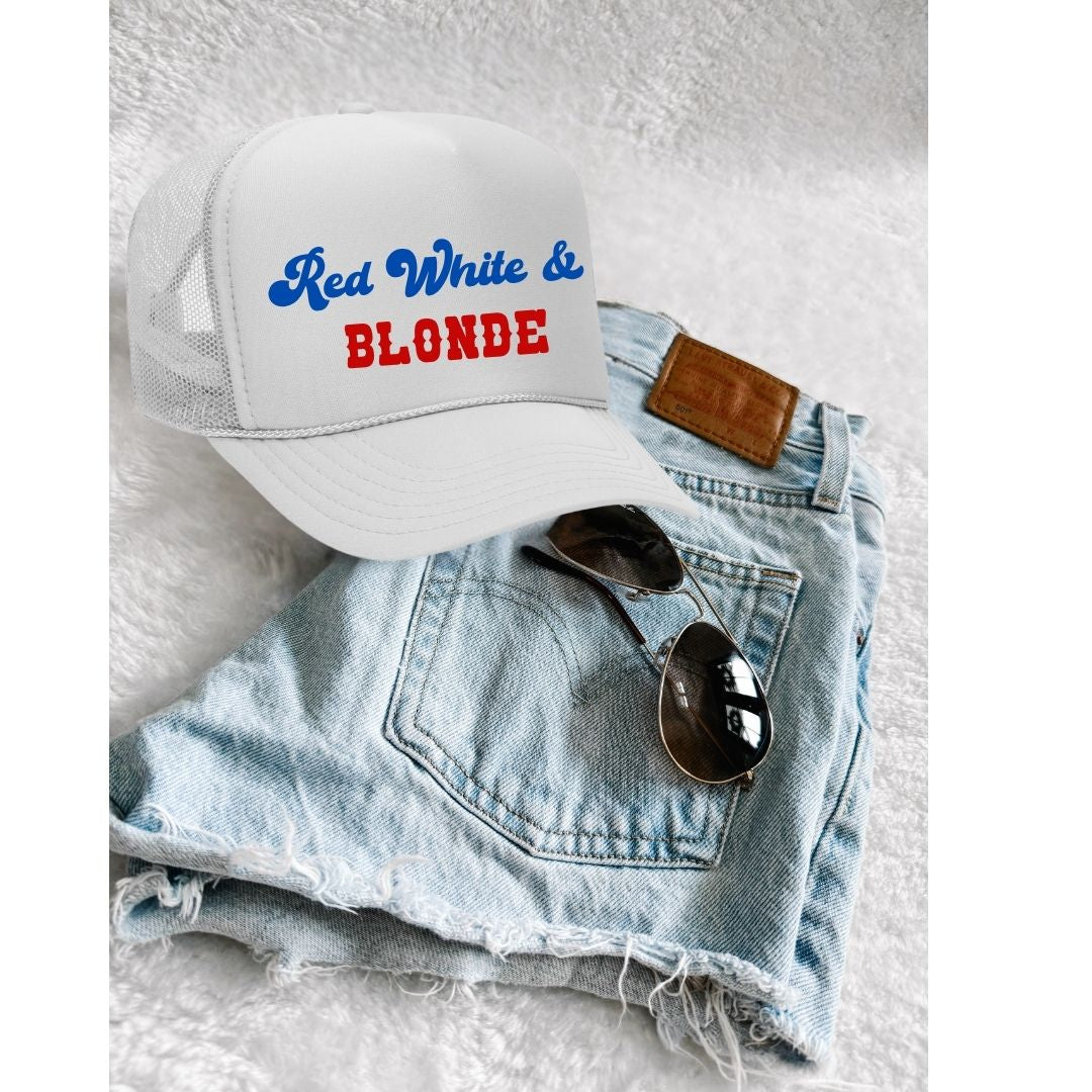Red, White & Blonde Trucker Hat