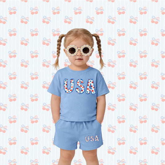 USA Floral Toddler Set