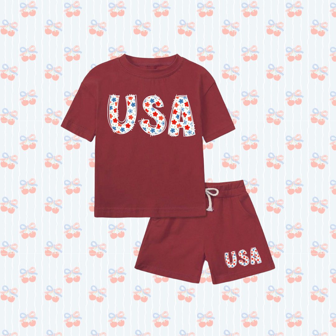 USA Floral Toddler Set