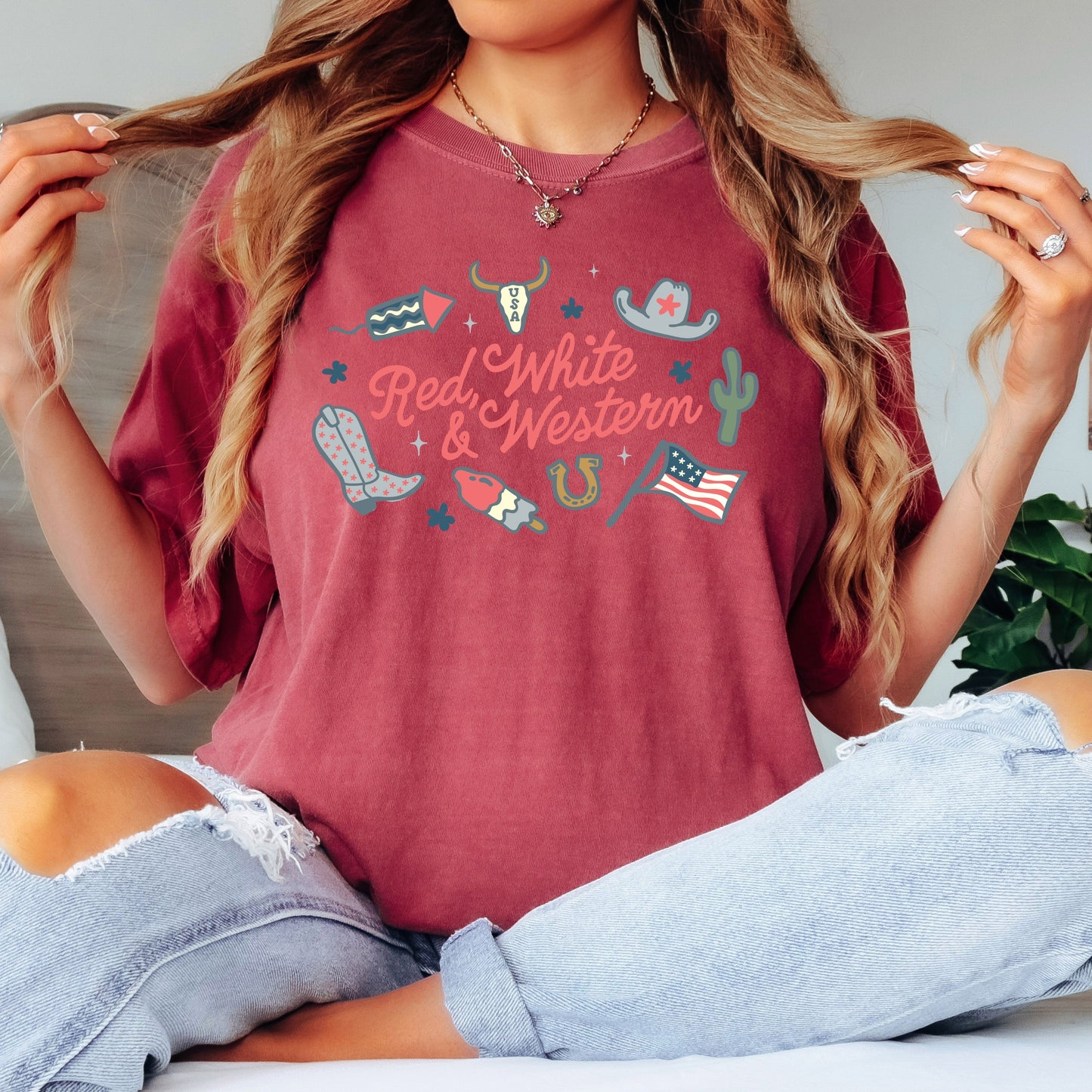 Red, White & Western Tee