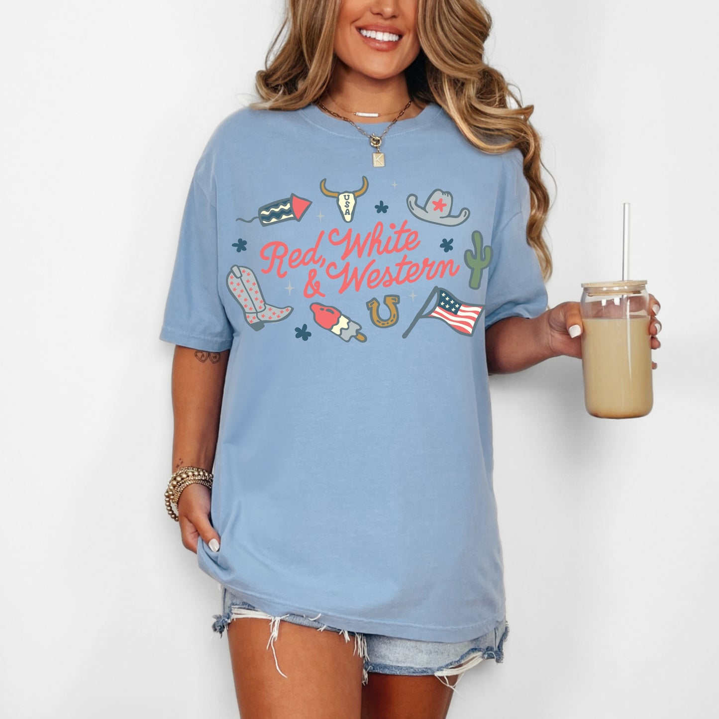 Red, White & Western Tee