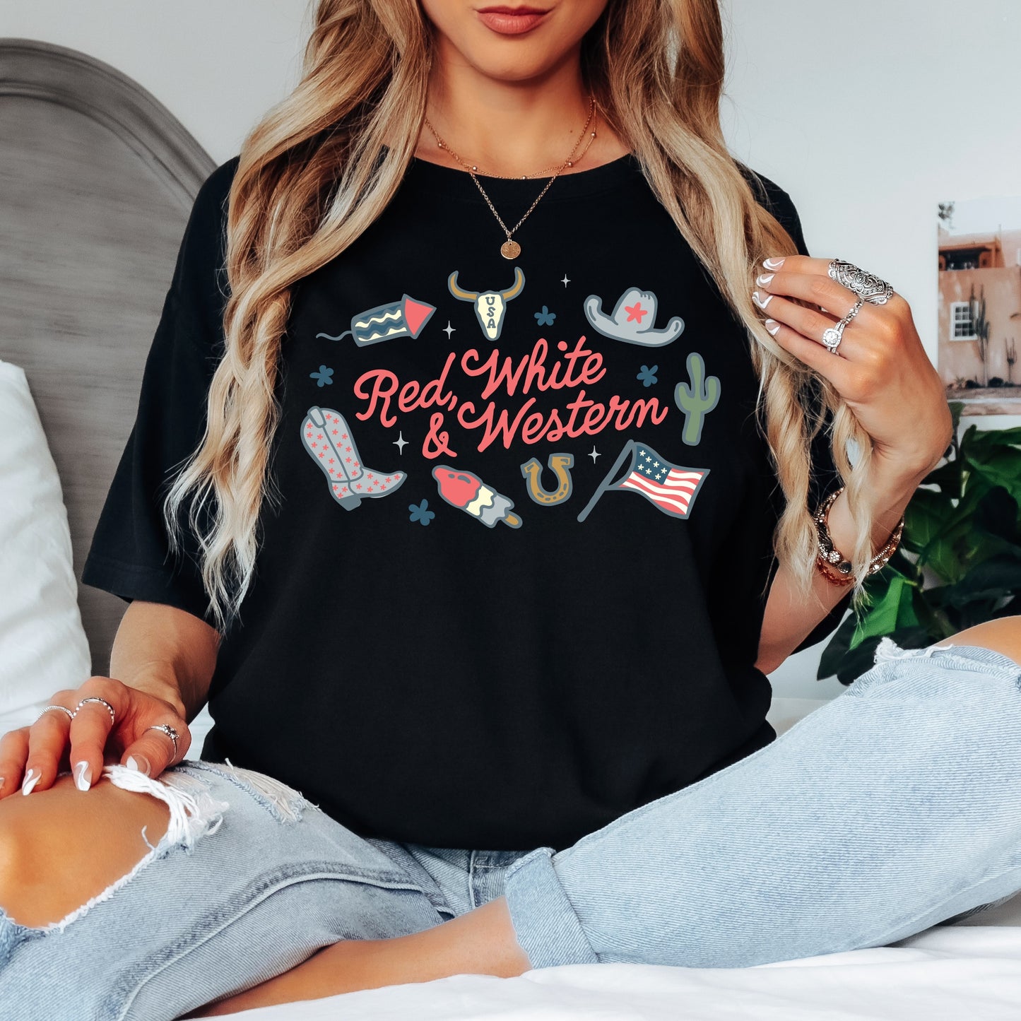 Red, White & Western Tee