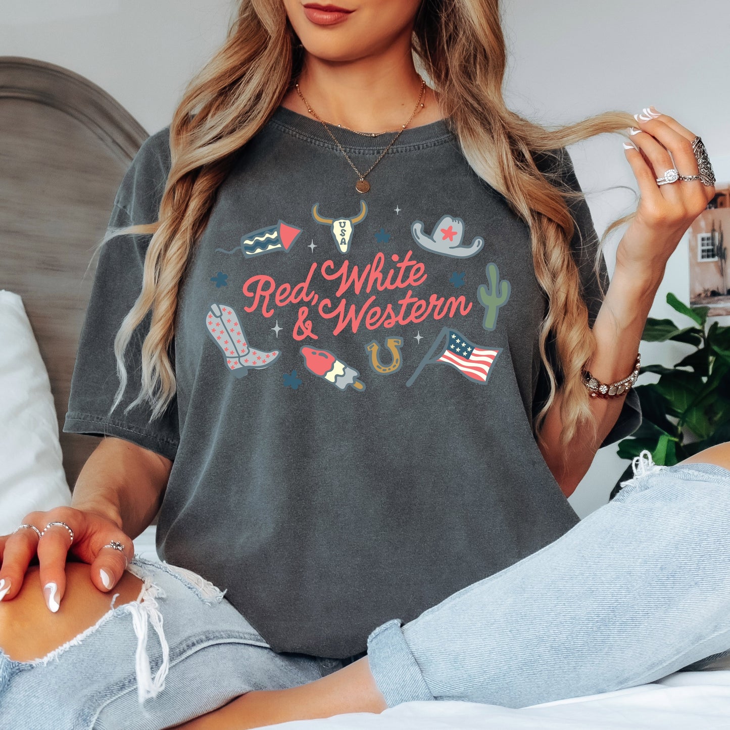 Red, White & Western Tee