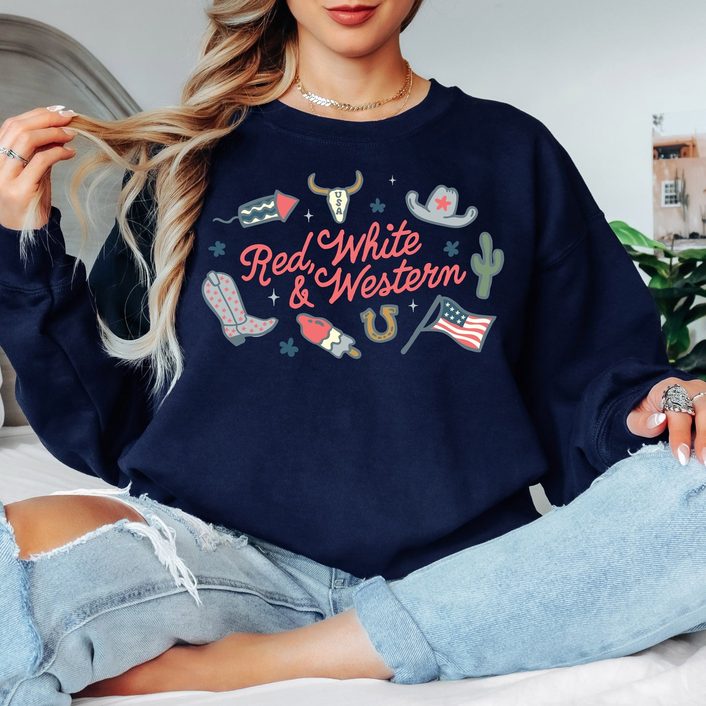 Red, White & Western Crewneck