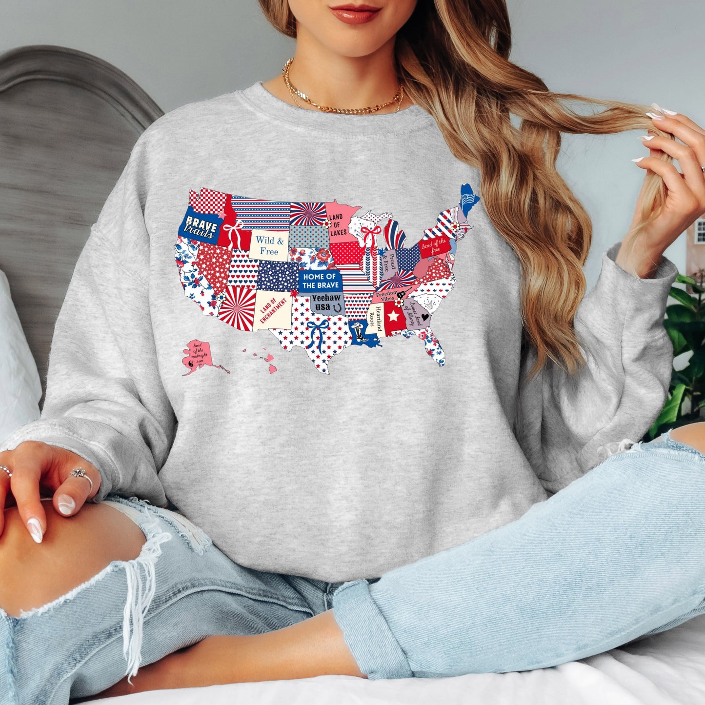 Patchwork America Crewneck
