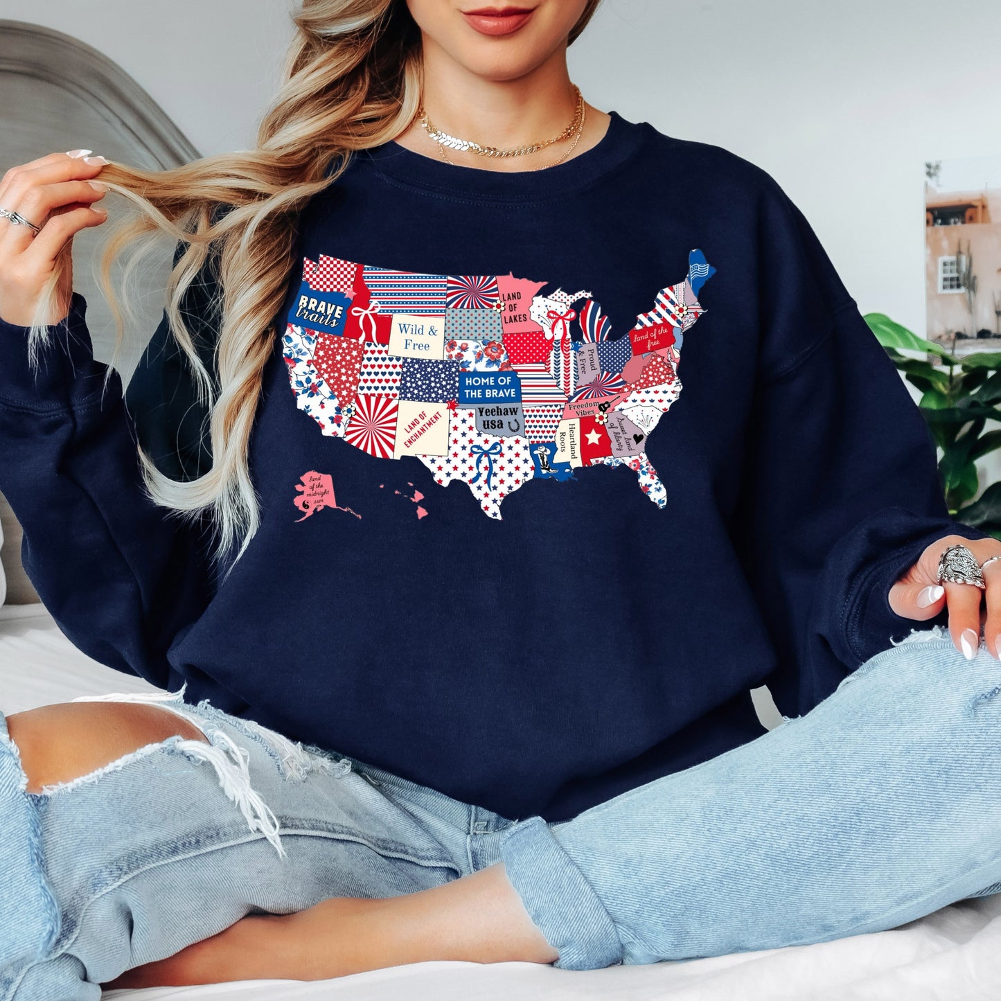 Patchwork America Crewneck