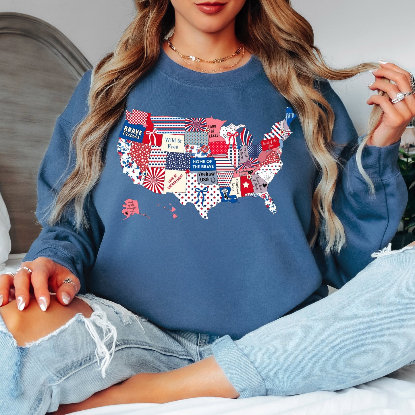 Patchwork America Crewneck