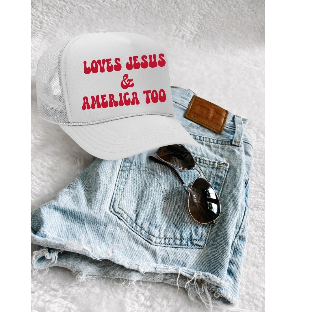 Loves Jesus & America Too Trucker Hat