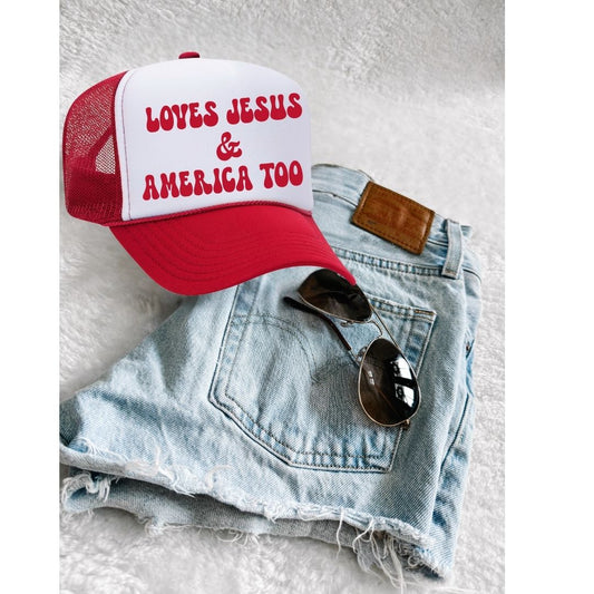 Loves Jesus & America Too Trucker Hat