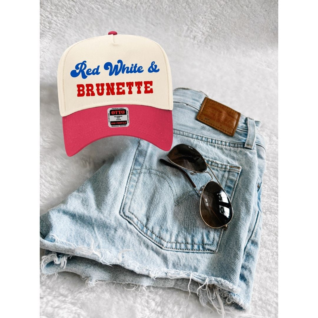 Red, White & Brunette Trucker Hat