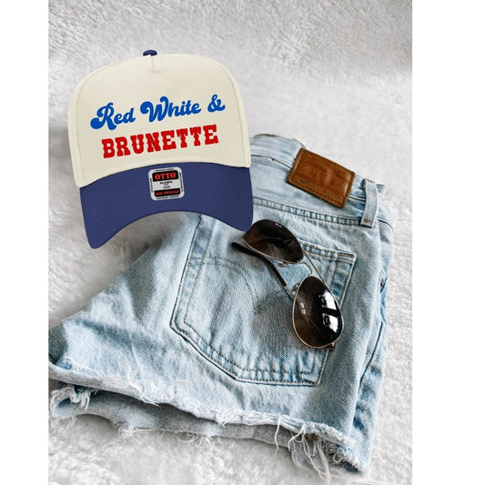 Red, White & Brunette Trucker Hat