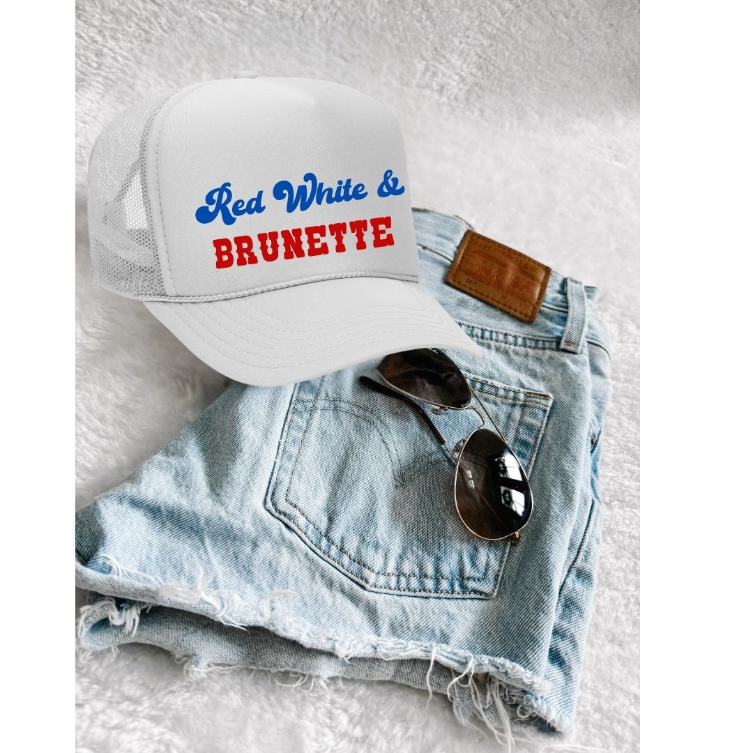 Red, White & Brunette Trucker Hat