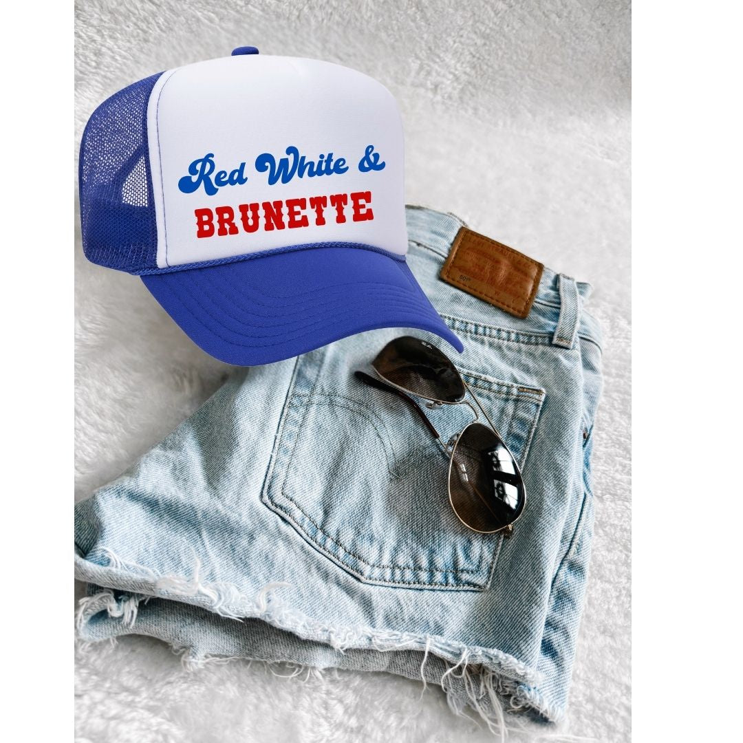 Red, White & Brunette Trucker Hat