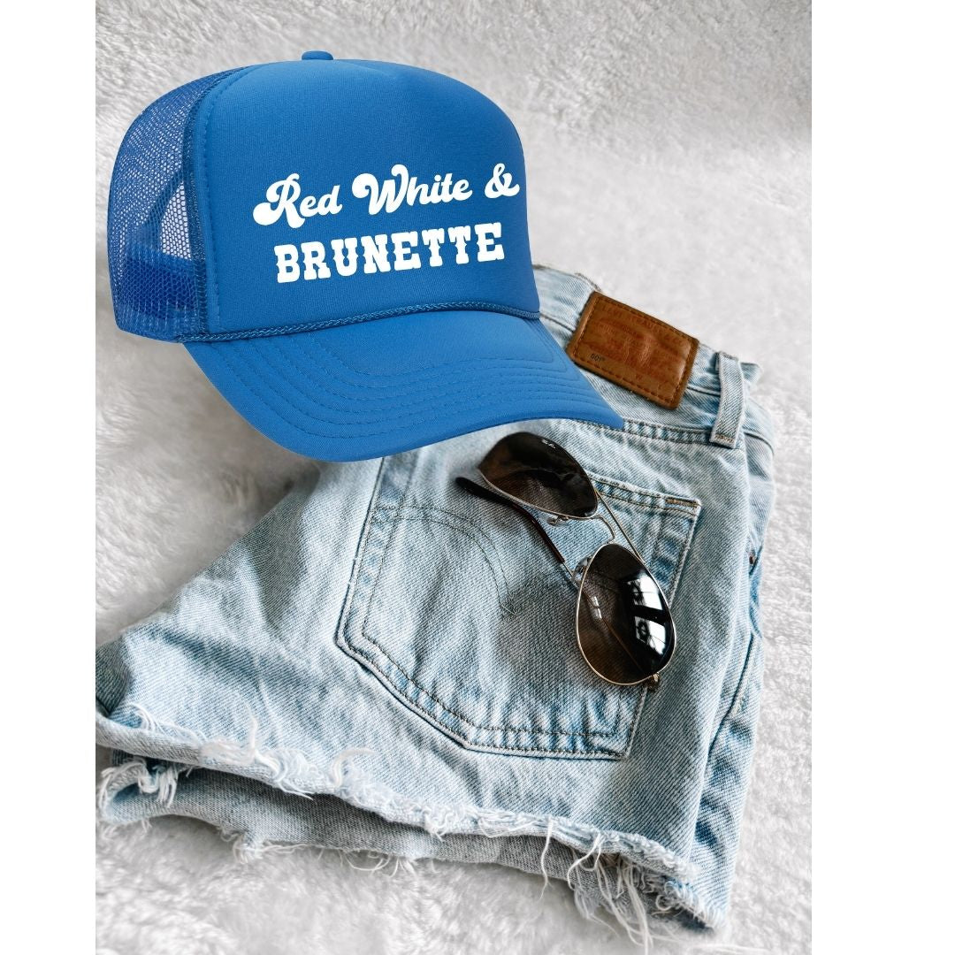 Red, White & Brunette Trucker Hat